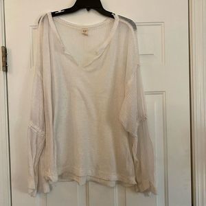 Free People Dahlia White Thermal Long Sleeve Top Large